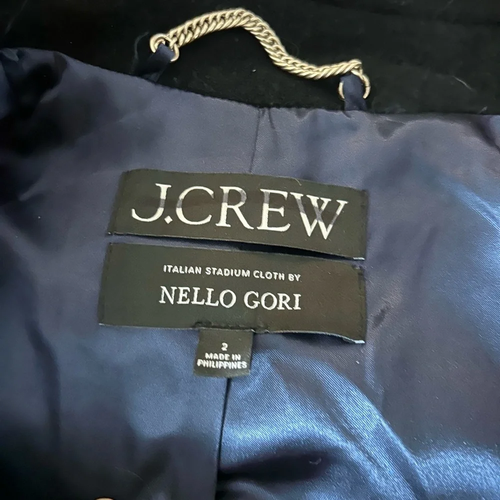 J. Crew Navy Satin-Lined Coat with Gold Chain Hanger - Picture 3 of 3